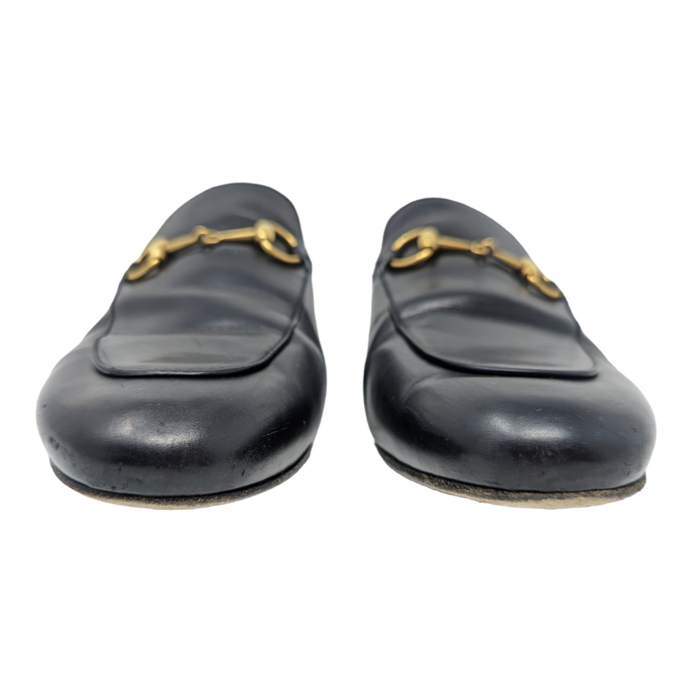 Gucci Princetown Horsebit Black Leather Slipper Round Toe Flat Mules Size 38 - Picture 11 of 13